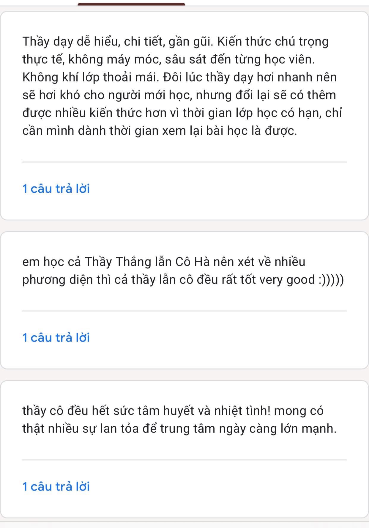 Feedback của học viên · 2